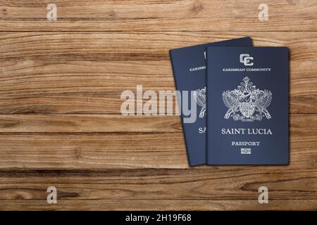Passaporto di Santa Lucia, paese del Commonwealth britannico, paese caraibico, cittadinanza per investimento Foto Stock