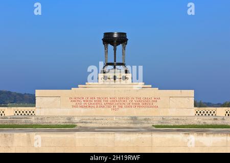 Il Memoriale della Pennsylvania dedicato ai volontari della Pennsylvania che hanno partecipato alla prima guerra mondiale a Varennes-en-Argonne (Mosa), Francia Foto Stock