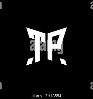 TP lettera di logo monogramma con disegno di forma geometrica Cakra isolato su sfondo nero, lettera di logo geometrico a stella, lettera di mandala monogramma Illustrazione Vettoriale