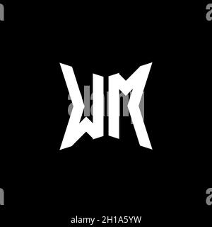 Lettera del logo del monogramma di WM con disegno di stile di forma geometrica di Cakra isolato su sfondo nero, lettera geometrica del logo della stella, mandala della lettera del monogramma Illustrazione Vettoriale