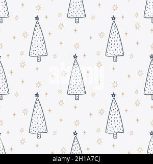 Albero dei simboli di Natale e Capodanno senza cuciture. Stampa carino vettoriale. Carta digitale. Elemento di progettazione Illustrazione Vettoriale