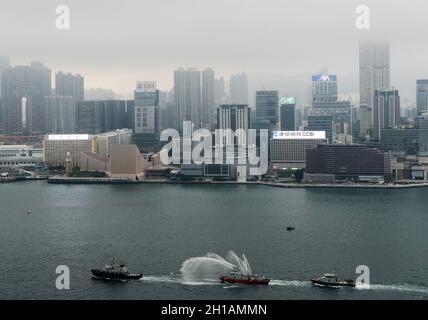 Hong Kong Fire Department Boats a Victoria Harbour, Hong Kong. Foto Stock