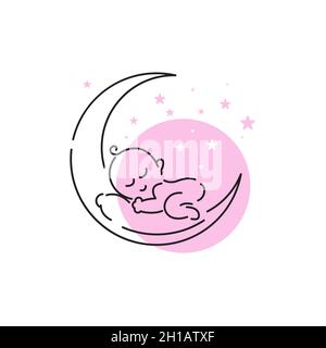 Cute baby logo icona vettoriale disegno illustrazione modello Foto Stock