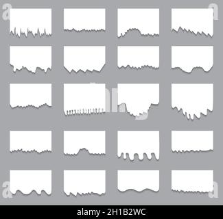 Set di carta strappata e strappata su sfondo bianco. Illustrazione vettoriale Illustrazione Vettoriale