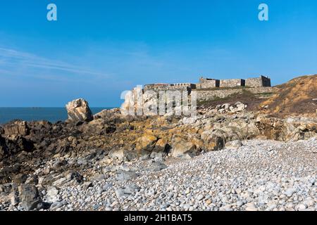 dh Fort le marchant VALE GUERNSEY vecchie caserme in rovina Foto Stock