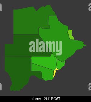 Mappa termica della popolazione del Botswana come illustrazione della densità di colore Foto Stock