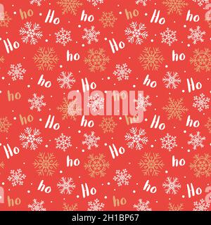 Ho-ho-ho-ho natale modello con lettere e fiocchi di neve. Illustrazione vettoriale Illustrazione Vettoriale