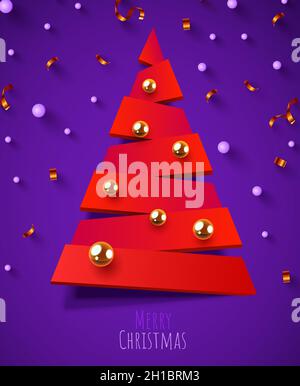 Albero di Natale astratto geometrico. Buon Natale e felice anno nuovo banner. Illustrazione vettoriale Illustrazione Vettoriale
