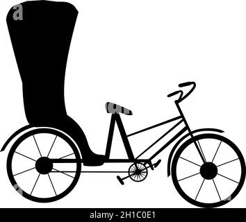 Silhouette velotaxi. Trasporto pubblico tradizionale. Illustrazione Vettoriale