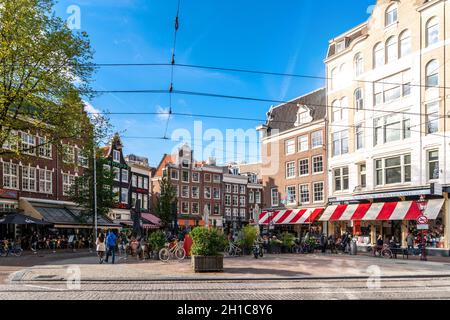 Piazza Spui nel centro di Amsterdam, Paesi Bassi Foto Stock