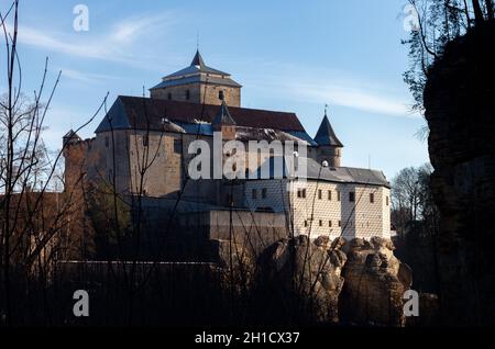 Castello di Kost in una fredda giornata invernale nella Repubblica Ceca Foto Stock