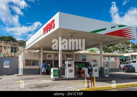 Kingstown, St Vincent e Grenadine - 19 dicembre 2018: Vista della stazione di gas Rubis a Kingstown, Saint Vincent Island, Saint Vincent e a. Foto Stock