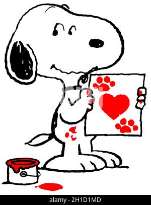 Snoopy pittura amore cuore illustrazione editoriale Foto Stock