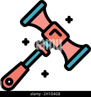 Icona martello medico. Contorno medico vettore martello icona colore piatto isolato Illustrazione Vettoriale
