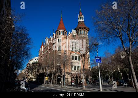 BARCELLONA - MARZO 2018: Casa de les Punxes a Barcellona Spagna Foto Stock