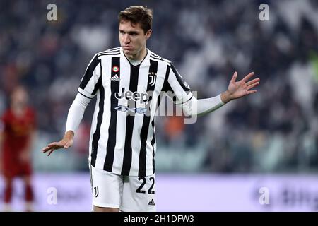 Federico Chiesa della Juventus FC guarda in serie Una partita tra la Juventus FC e come Roma. Foto Stock