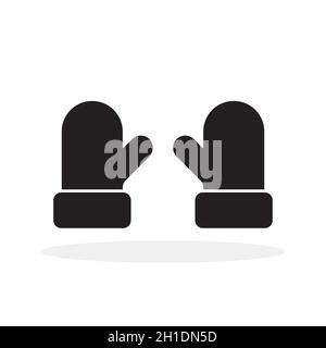 Icona Mitten. Set di icone di tagli ad angolo in design piatto. Illustrazione vettoriale. Icone nere dei mittens invernali Illustrazione Vettoriale