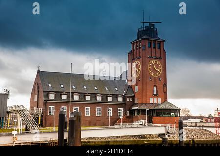 Amburgo, Germania - Marzo 2018: Navigator Torre a Finkenwerder sulle rive del fiume Elba in Amburgo Foto Stock