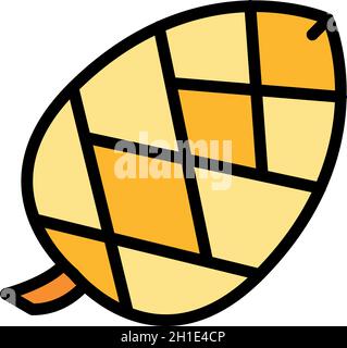 Icona del cono di abete rosso non maturo. Profilo unmature abete rosso cono vettore icona colore piatto isolato Illustrazione Vettoriale