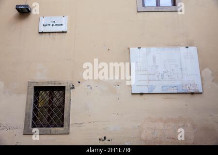 Firenze, Italia - Aprile 2018: Dante Allighieri house museum Foto Stock