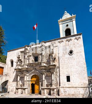 Chiesa di Sant'Agustin ad Arequipa, Perù Foto Stock
