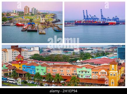 Colon è un porto marittimo sulla costa del Mar dei Caraibi di Panama. La città si trova vicino all'ingresso del Mar dei Caraibi al canale di Panama. Foto Stock