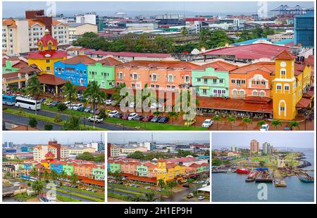 Colon è un porto marittimo sulla costa del Mar dei Caraibi di Panama. La città si trova vicino all'ingresso del Mar dei Caraibi al canale di Panama. Foto Stock