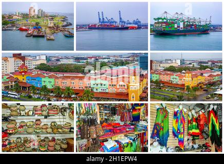 Colon è un porto marittimo sulla costa del Mar dei Caraibi di Panama. La città si trova vicino all'ingresso del Mar dei Caraibi al canale di Panama. Foto Stock