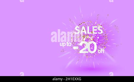 Promozione estiva banner sconto fino a 20 Vector design. Approfitta dell'offerta speciale tag di vendita estiva per la pubblicità promozionale con sconti stagionali. Vettore malato Illustrazione Vettoriale