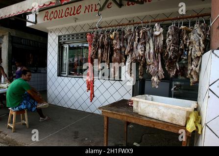 Ubata, bahia / brasile - 5 ottobre 2011: Il manzo salato è visto esposto in un macellaio nella città di Ubata. *** Local Caption *** Foto Stock