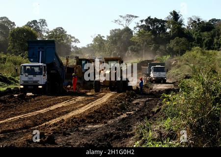 Ipiau, bahia / brasile - 10 agosto 2011: Lavoratori sono visti durante la costruzione di Ferrovia Integração Oeste Leste - Fiol - nel comune di i Foto Stock