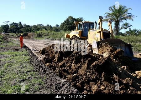 Ipiau, bahia / brasile - 10 agosto 2011: Lavoratori sono visti durante la costruzione di Ferrovia Integração Oeste Leste - Fiol - nel comune di i Foto Stock