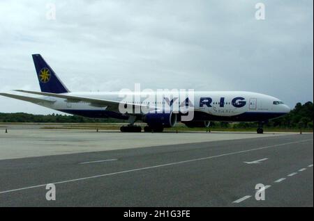 salvador, bahia / brasile - 2 agosto 2005: Modello di aeromobile Boeing 777 della società Varig Linhas Aereas è visto nel cantiere dell'aeroporto di Salvador Foto Stock