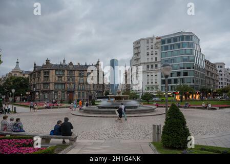 Moyua o ellittica posto nel quartiere abando di bilbao, Spagna Foto Stock