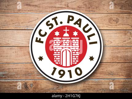 Stemma FC St. Pauli, con sede nel quartiere St. Pauli di Amburgo, una squadra di calcio tedesca Foto Stock