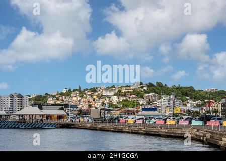 Fort-de-France, Martinica - 19 dicembre 2016: vista del lungomare di Fort de France città della Francia Caraibi del dipartimento d'oltremare della Martinica, Foto Stock