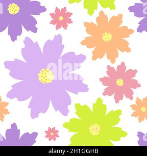 Semplice design flat flowers background. Motivo vettoriale senza cuciture floreali. Illustrazione Vettoriale