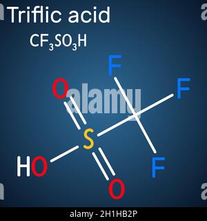 Acido triflico (acido trifluorometansolfonico molecola). Uno dei più