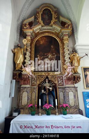 Barocke Innenausstattung der Pfarrkirche Maria Himmelfahrt, Moos in Passeier, Südtirol, Italien Foto Stock