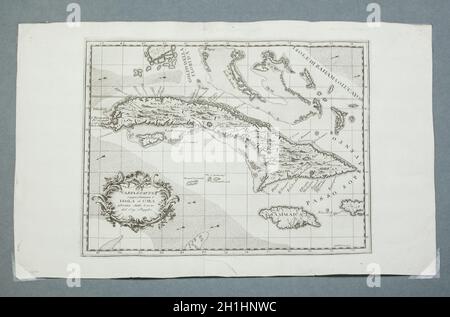 Madrid, Spagna - 11 Luglio 2020: Mappa di Cuba di Guiseppe Maria Terreni, 1763. Museo delle Americhe, Madrid, Spagna Foto Stock