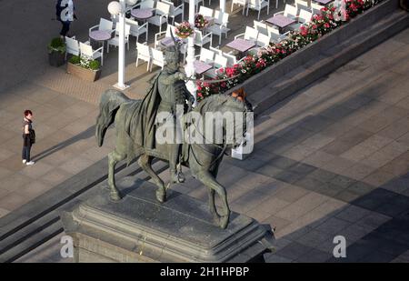 Statua del conte Josip Jelacic sulla piazza principale di Zagabria, Croazia Foto Stock