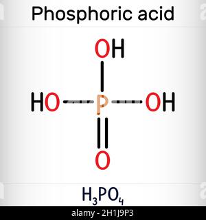 L'acido fosforico (acido ortofosforico, H2P04) è una molecola di acido  minerale e debole. Formula chimica strutturale e modello molecolare.  Illustrazione vettoriale Immagine e Vettoriale - Alamy