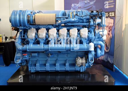 Moderno motore utilizzato sul industria marina espone a Zagreb Boat Show Foto Stock