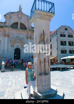 Dubrovnik, Croatia - June 07, 2015: The people walking on the street in the old town of Dubrovnik, Croatia at June 07, 2015 . Dubrovnik is a UNESCO Wo Stock Photo