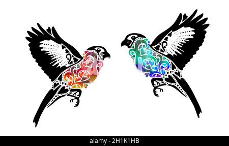 Due uccelli astratti in amore da modelli. Illustrazione vettoriale Illustrazione Vettoriale