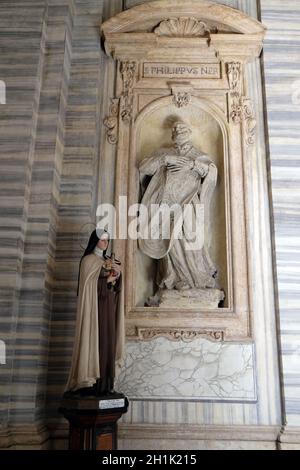 Santa Teresa e Filippo Neri nella Basilica dei Santi Ambrogio e Carlo al corso, Roma, Italia Foto Stock
