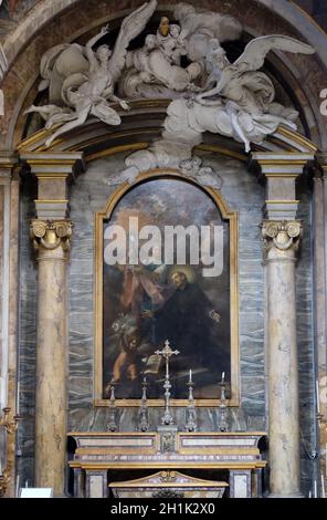 Adorazione Eucaristica pala nella Cappella di San Francesco Caracciolo , Chiesa di San Lorenzo in Lucina, Roma, Italia Foto Stock