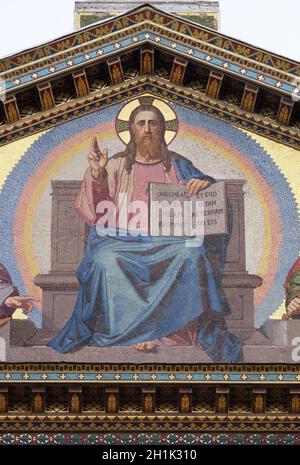 Mosaico di Gesù Cristo Maestro, Basilica di San Paolo fuori le Mura, Roma, Italia Foto Stock