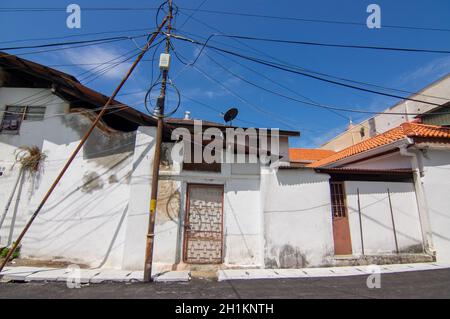 George Town, Penang/Malaysia - Nov 11 2019: I cavi sul retro della casa a Georgetown patrimonio. Foto Stock