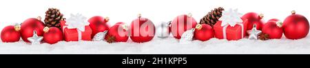 Palline di Natale baubles decorazione regali presenta ornamenti banner isolato su uno sfondo bianco Foto Stock